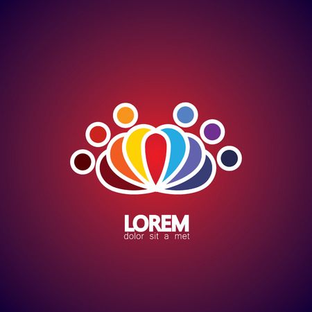 team and teamwork of group of employees - vector icon. This graphic also represents concepts like employees connected, family love, community people together, unity & solidarity, social networkのイラスト素材