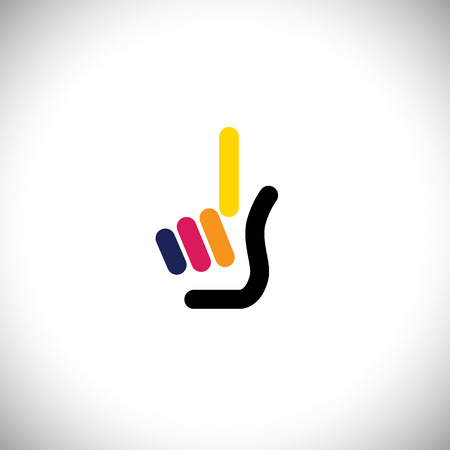 palm with index finger as one concept vector icon. this graphic also represents concepts like out in tennis or cricket, one time, once, raising finger, number one, firstのイラスト素材