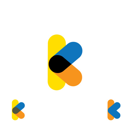 abstract letter K logo design vector template and colorful creative character icon signのイラスト素材