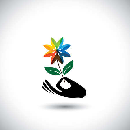 spa concept graphic with woman's hand & flower - vector icons. This also represents beauty business, rejuvenation & healing centers, luxury resorts, alternative therapyのイラスト素材