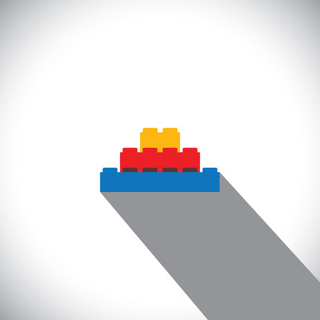 flat vector of building blocks arranged as steps - vector icon. this vector graphic can represent logo, leisure activity, construction concepts, kids concepts, learning & education, etcのイラスト素材