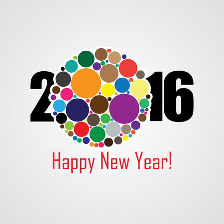 colorful happy new year 2016 vector design icon. this vector graphic has zero as colorful dotsのイラスト素材