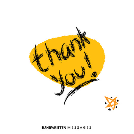 thank you hand written words vector graphic. it can be used for thank you greetings, gratitude messages, gratefulness messages, thank you cards, expressing gratitudeのイラスト素材