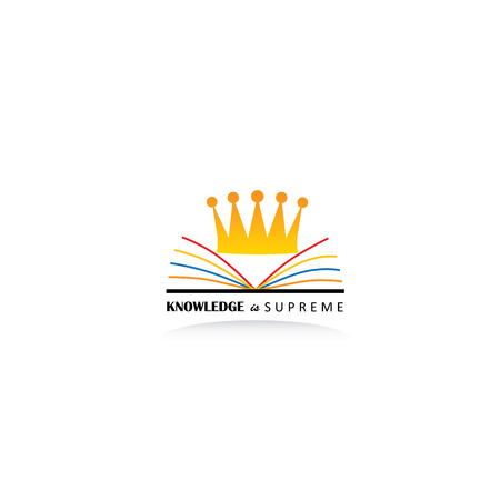 concept of knowledge as king using book and crown graphic icon on whiteのイラスト素材