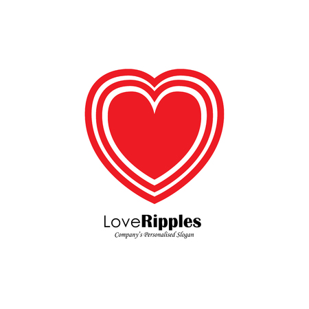 vector logo icon of heart shape with ripples. also represents love emotion, heart waves, ripples of emotion spreadingのイラスト素材