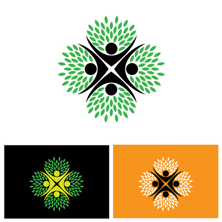 tree person  vector icon representing friendship, embracing, hug, friendly, education, learning, happiness, joy, freedom, being together, lively, joyのイラスト素材