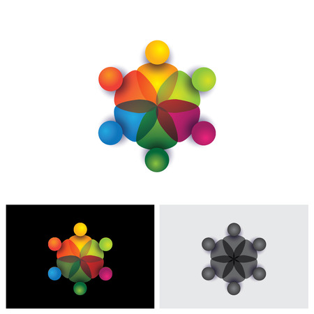 vector icon of people together - sign of unity, partnership vector icon. This also represents diversity, community, engagement, interaction, teamwork, team, children, kids, employeesのイラスト素材
