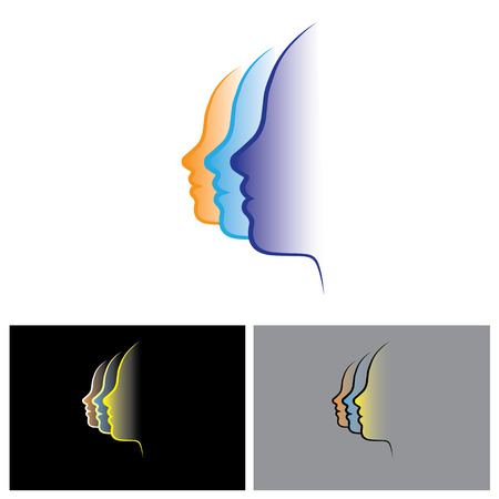 vector logo icon of face of 3 womenのイラスト素材