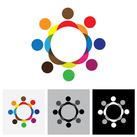 colorful people vector logo icon in circleのイラスト素材