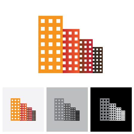 Colorful commercial buildings, offices, apartments vector logo icon. This also represents buying & selling residential property & commercial property, office & other establishmentsのイラスト素材
