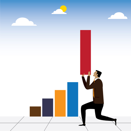 vector concept of businessman or executive helping business improve. this also represents leadership, innovativeness, management efficiency, sales and profitsのイラスト素材