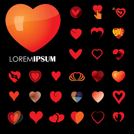 human heart and love iconsのイラスト素材