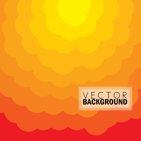 evening sunset sky with sun at the top and cicle of clouds in yellow orange colors - vector graphic illustrationのイラスト素材