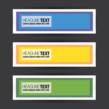 colorful business banners flat design template vector set. abstract blue, yellow, green simple, modern and abstract banner design vector illustration template set for advertising, media campaigns, etcのイラスト素材