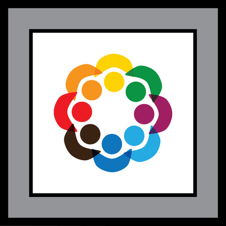 people in circle icon - vector graphicのイラスト素材