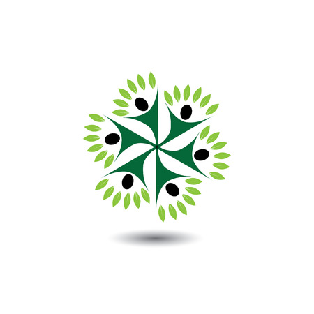 people & nature balance circle - eco lifestyle concept vector icon. This graphic also represents harmony, nature conservation, sustainable development, natural balance, development, healthy growthのイラスト素材