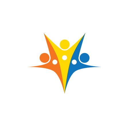 abstract colorful people group vector logo.のイラスト素材