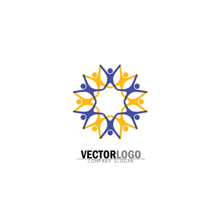 vector icon of people together - sign of unity, partnership. This also represents diversity, community, engagement, interaction, teamwork, team, children, kids, employeesのイラスト素材