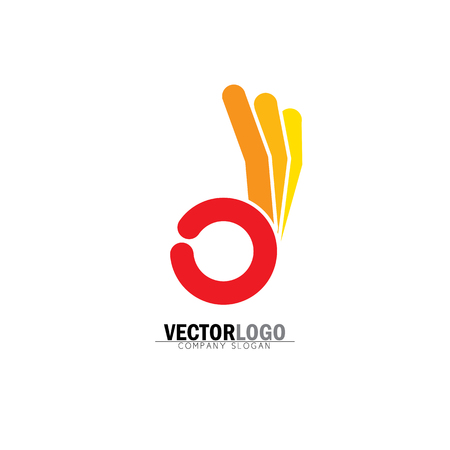 ok symbol or approval icon with human hand - concept vector in orange. This graphic also represents concepts complimenting others, appreciation, good quality, agreement, acceptance, etcのイラスト素材
