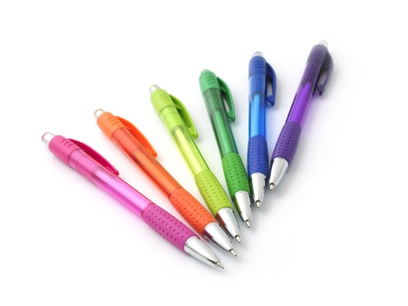 Colorful ballpoint pens backgroundの写真素材