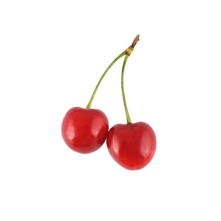 Beautiful juicy cherries isolated on white background の写真素材