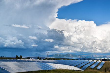 Storm over solar energy power plant