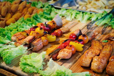 Grilled red fish and vegetables