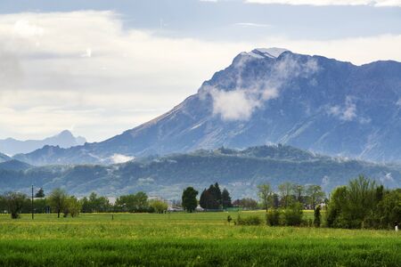 Beautiful spring landscape in the mountains, Italy, Alpsの写真素材