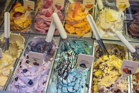 Famous italian ice cream. Italian gelato. Delicious dessertの写真素材