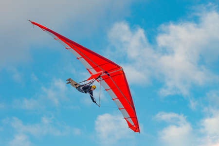 Bright paraglider wing in the sky. Extreme sportsの写真素材
