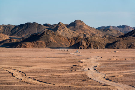 Safari quads in a desert in Egypt near Hurghadaの写真素材