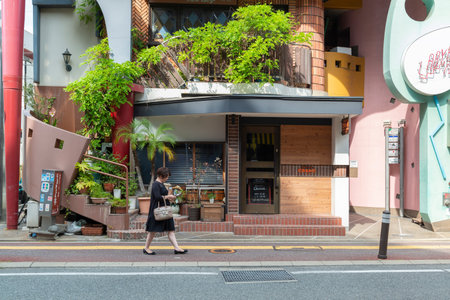 2019-05-26 Fukuoka, Japan. City streets of Fukuoka, Japan in a sunny summer day