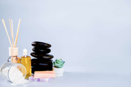 spa still life with essential oilsの写真素材