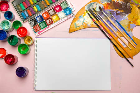 Drawing set. Background school set for artist.の写真素材