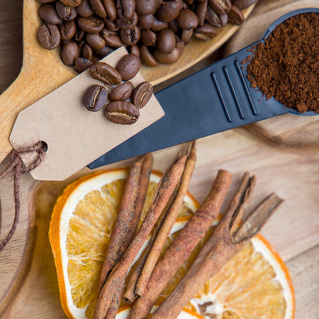 coffee beans and spices on the table
