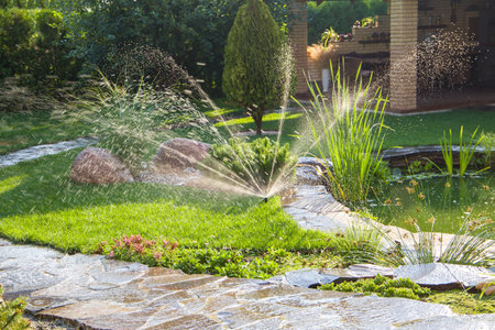 Automatic watering of the garden.の写真素材