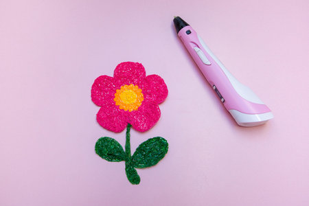Pink flower made with 3d pen and 3d printing pen.