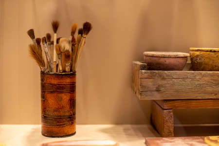 still life with old brushesの写真素材