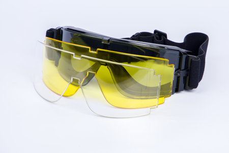 protective ballistic glasses with replaceable lensesの写真素材