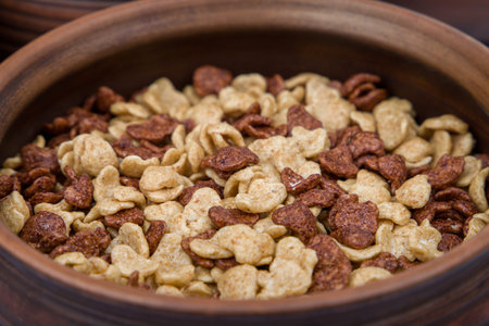 bowl with different tasty breakfast cereals