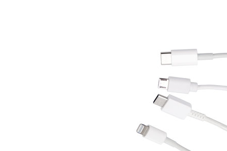 USB cable isolated on white background with copy space for your text.