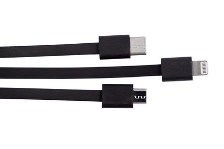 black usb cable isolated on white