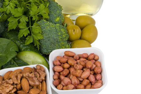 Healthy food selection over white background. Balanced diet. Balanced dietの写真素材