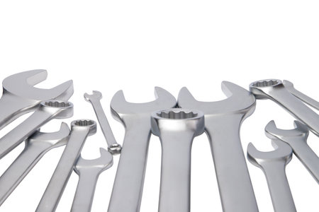 Wrenches on a white background. Tools for repair and construction.の写真素材