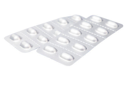 Blister pack of pills isolated on white background with clipping path.の写真素材