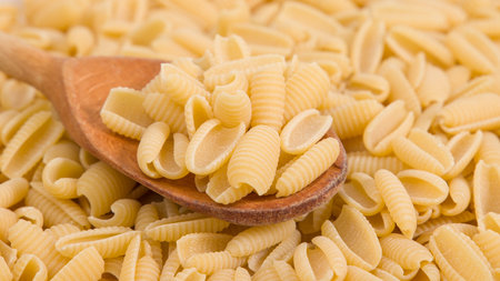 close up of uncooked Italian gnocchetti sardi pasta background