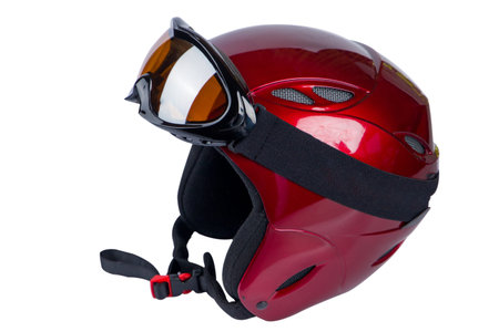 Helmet and goggles isolated on white background. Clipping path includedの写真素材