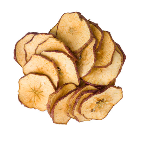 dried apple slices isolated on white background. Dried apple slicesの写真素材