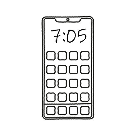Smartphone outline mockup in sketch handdrawn design.のイラスト素材