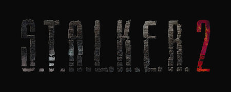 Vector logo of computer game Stalker 2. Old stylish stone letters on the dark background.のイラスト素材